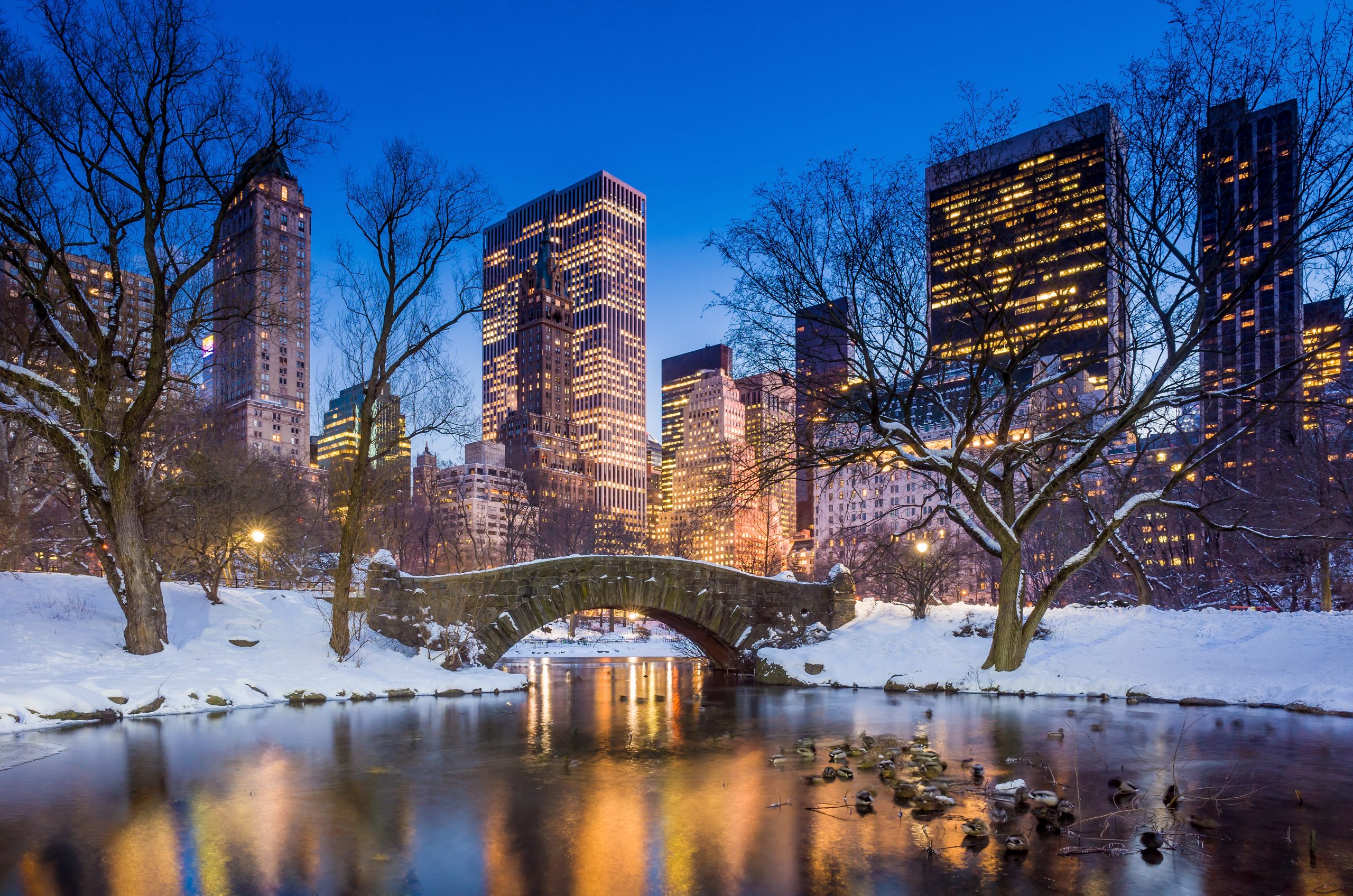 Gapstow bridge in winter, Central Park New York City
